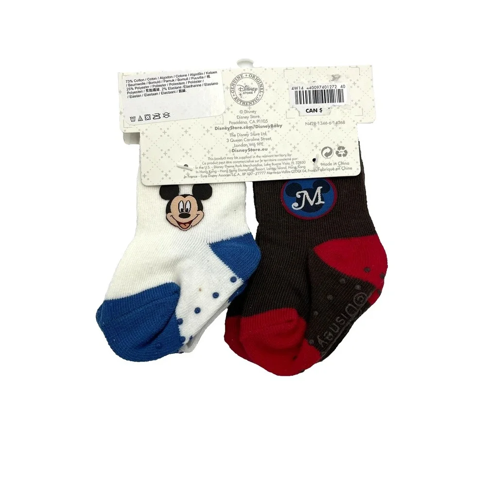 Disney Baby‎ Mickey Mouse Two Pairs Socks 0-6M New